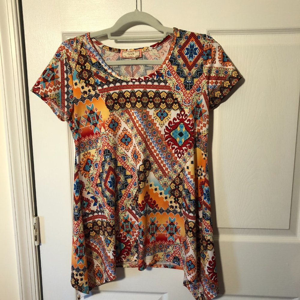 C'est la Vie women colorful short sleeve TS, S - Picture 7 of 7